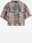 Pinko Cropped Cotton T Shirt With Logo