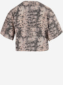 Pinko Cropped Cotton T Shirt With Logo