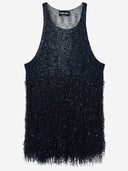 Giorgio Armani Lurex-Jersey-Oberteil mit Fransen