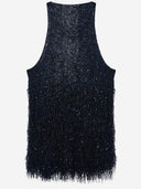 Giorgio Armani Lurex-Jersey-Oberteil mit Fransen