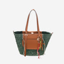 Cuba Lab Tropicana Leather And Rafia Bag