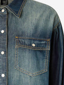 Camicia Pinko In Denim Con Maniche A Sbuffo