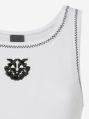 Pinko Ribbed Tank Top With Love Birds Embroidery
