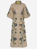 Philippa 1970 Renee Linen Dress With Floral Embroidery