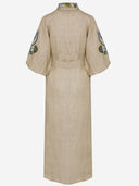 Philippa 1970 Renee Linen Dress With Floral Embroidery