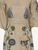 Philippa 1970 Renee Linen Dress With Floral Embroidery