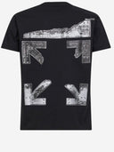 T-shirt in cotone bianco sporco con logo