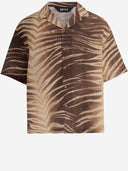 Just Cavalli Linen And Cotton Shirt With Tropical Print
