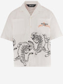 Just Cavalli Cotton Shirt With Tiger Print And Logo
