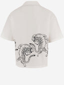 Just Cavalli Cotton Shirt With Tiger Print And Logo