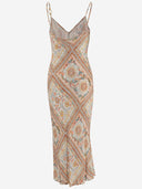 Just Cavalli – Langes Viskosekleid mit gemustertem Druck