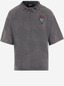 Just Cavalli Cotton T Shirt With Flame Embroidery And Back Logo