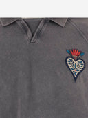 Just Cavalli Cotton T Shirt With Flame Embroidery And Back Logo