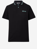 Just Cavalli Cotton Polo Shirt With Two Tone Collar And Logo