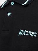 Just Cavalli Cotton Polo Shirt With Two Tone Collar And Logo