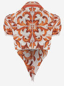 Dolce & Gabbana Cotton Poplin Shirt With Maiolica Print