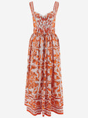 Dolce & Gabbana Long Cotton Poplin Dress With Majolica Print