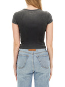 Alexander Wang Rhinestone Logo T Shirt