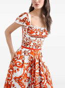 Dolce & Gabbana Poplin Dress With Majolica Print