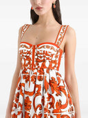 Dolce & Gabbana Short Poplin Dress With Majolica Print