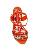 Dolce & Gabbana Embroidered Logo Wedge Sandals
