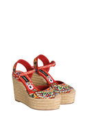 Dolce & Gabbana Canvas Wedge Sandal With Carretto Print