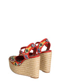 Dolce & Gabbana Canvas Wedge Sandal With Carretto Print