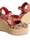 Dolce & Gabbana Canvas Wedge Sandal With Carretto Print