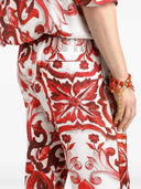 Dolce & Gabbana Twill Vanity Trousers With Majolica Print