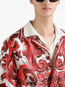 Camicia Hawaiana Dolce & Gabbana In Twill Di Seta Con Stampa Maioliche