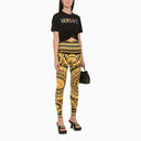 Versace Black And Gold Leggings With Baroque Print