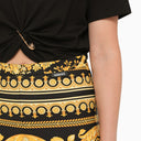 Versace Black And Gold Leggings With Baroque Print