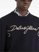 Maglione in maglia tinta unita ricamato Dolce & Gabbana