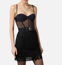 Elisabetta Franchi Mini Dress In Tulle And Fringes