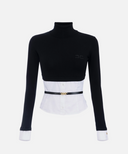 Elisabetta Franchi Sweater With Shirt Effect Bottom