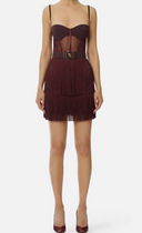 Elisabetta Franchi Mini Dress In Tulle And Fringes
