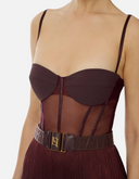 Elisabetta Franchi Mini Dress In Tulle And Fringes