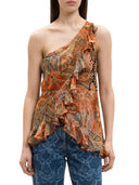 Etro One Shoulder Silk Top
