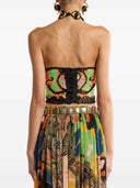 Etro Cotton Crop Top With Crochet Effect Floral Pattern