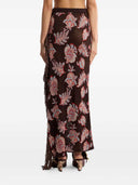 Etro Long Cotton Blend Jacquard Skirt With Fringe And Floral Pattern