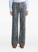 Etro Flared Denim Jeans With A Floral Paisley Motif