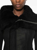Rick Owens Naska Asymmetric Jacket With Shearling Trim