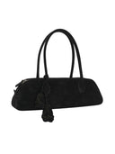 Magda Butrym Brigitte Trapeze Bag In Black Suede With Flower Charm