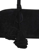 Magda Butrym Brigitte Trapeze Bag In Black Suede With Flower Charm