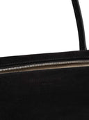 Magda Butrym Brigitte Trapeze Bag In Black Suede With Flower Charm