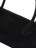 Magda Butrym Brigitte Trapeze Bag In Black Suede With Flower Charm