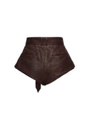 Magda Butrym Brown Leather Flared Shorts