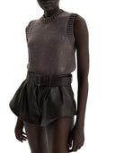 Magda Butrym Brown Leather Flared Shorts