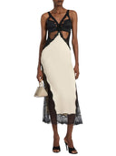 The Attico Black And Ivory Midi Dress