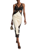 The Attico Black And Ivory Midi Dress